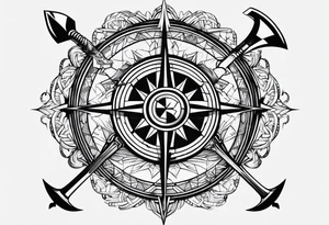 Axe of matthias inside compass tattoo idea