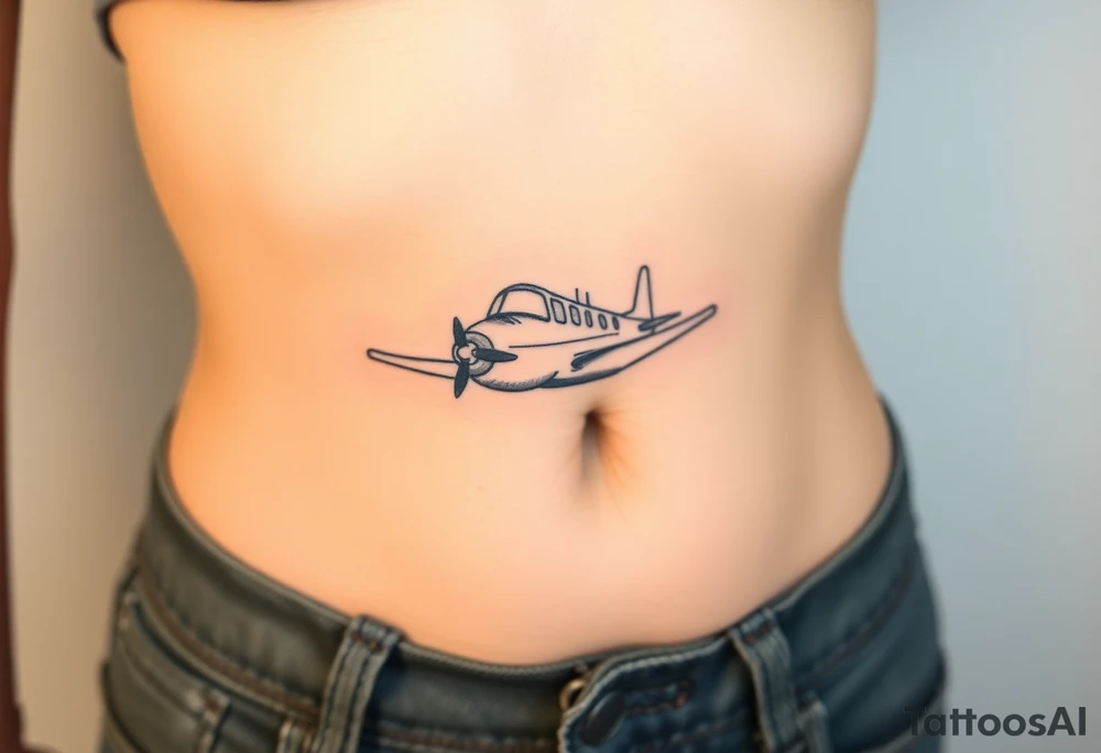 Small airplane who has moustache on his face tattoo idea