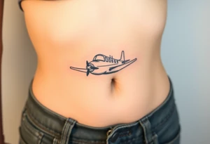 Small airplane who has moustache on his face tattoo idea