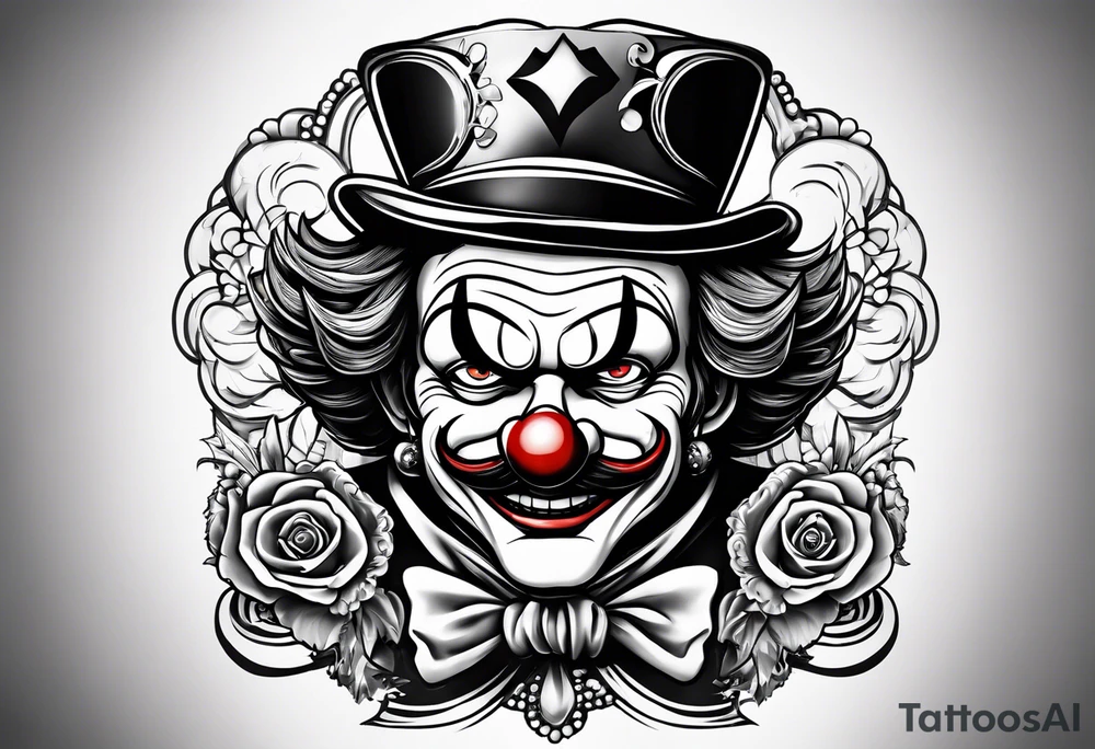 buggie the clown from one piece in the style of Comedy and Tragedy tattoo idea