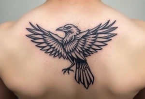 Geometric design of crow with dark shading tattoo idea