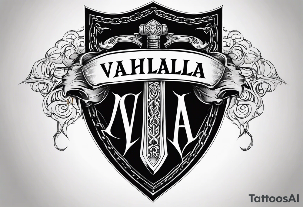Valhalla 
Sword shield chain tattoo idea
