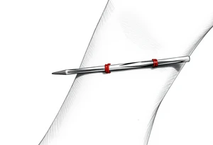 chinese chopsticks with a red thread by the end of it,
about 5cm long , 1 cm wide
it goes into the anterior part of the left wrist tattoo idea