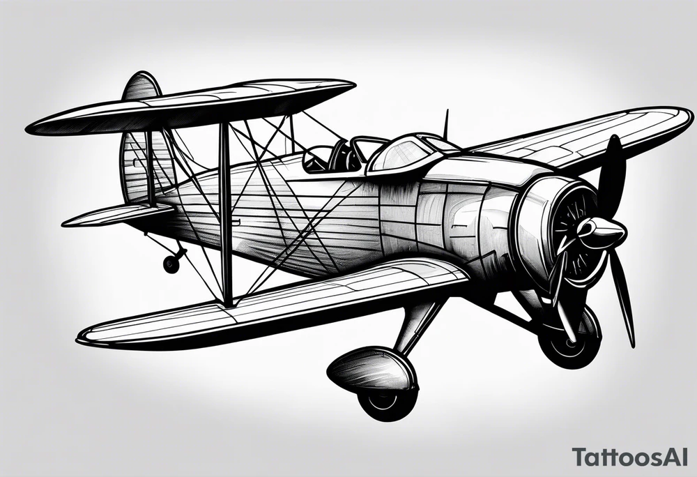 sketch of adventure plane in perspective from the bottom tattoo idea