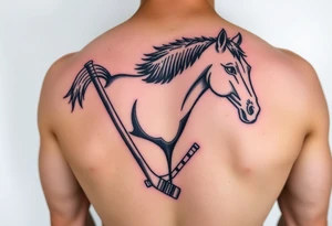 Horse with hockey sticks tattoo idea