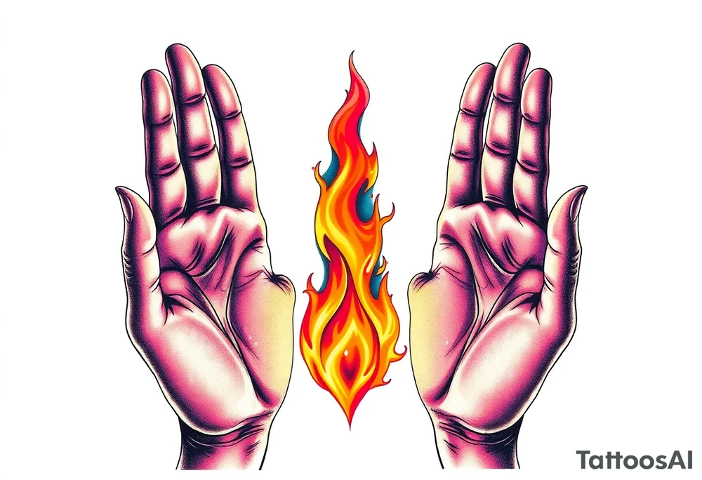 Fire between palms tattoo idea