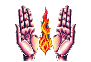 Fire between palms tattoo idea