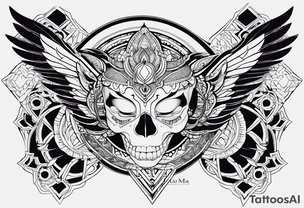 kali ma, alien goddess, valkrye, aries, pirate, divine feminine, zenza resonance, pachamama, lotus azul, blank panther, eagle, skull, 5D, nueva gaya, dna 12, left side chest tatoo tattoo idea