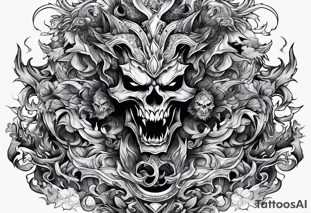 man fighting  demons tattoo idea