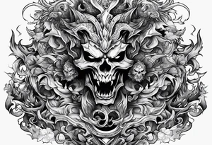 man fighting  demons tattoo idea