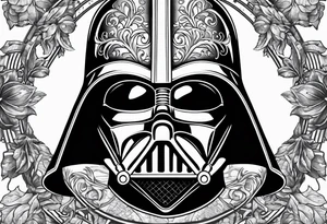 Darth Vader helmet in Roman gladiator style with skulls tattoo idea