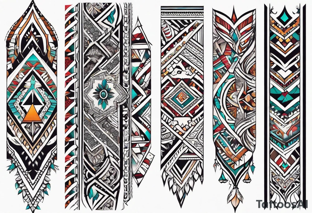 indian tribal leg sleeve tattoo idea