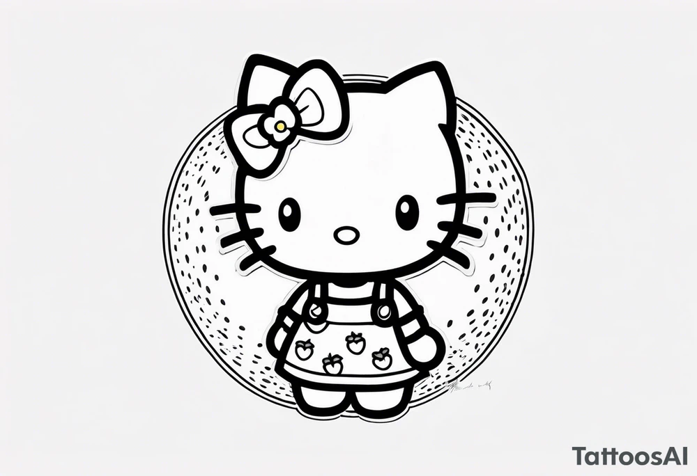 hello kitty dressed as a strawberry tattoo idea
