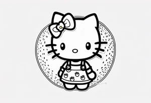 hello kitty dressed as a strawberry tattoo idea