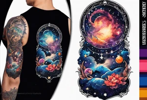 Galaxy with Gemini and Capricorn constellations tattoo idea