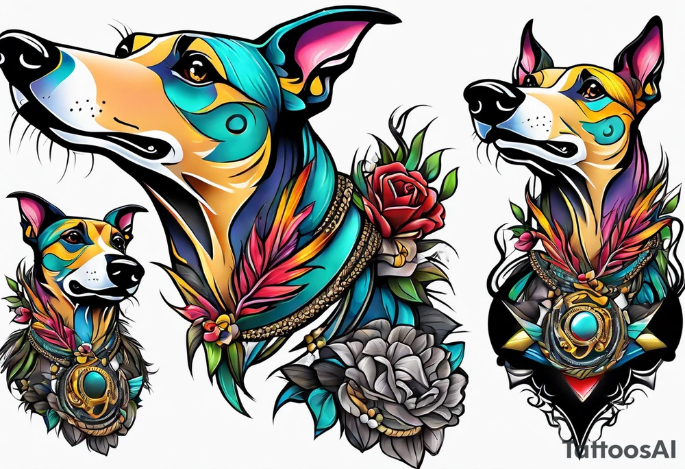 Punk greyhound tattoo idea