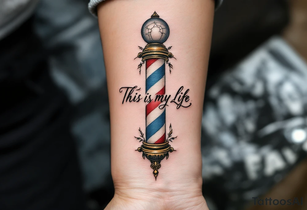 Barber pole 
           THIS IS MY LIFE tattoo idea