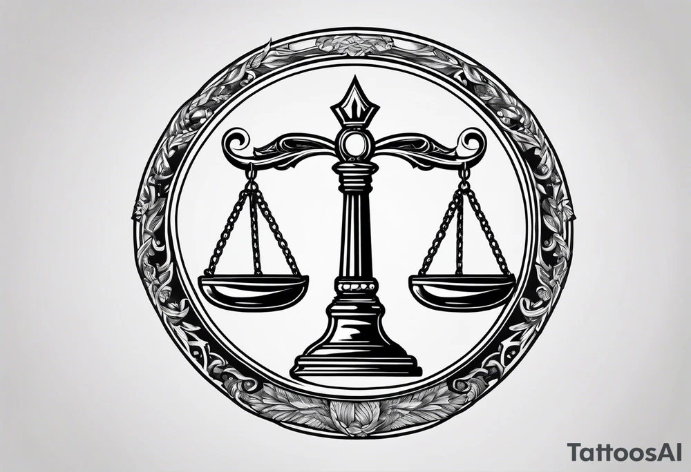 justice emblem with knife and scale tattoo idea