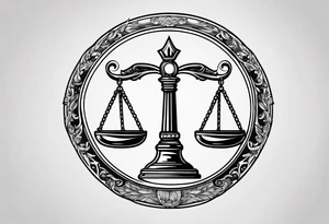 justice emblem with knife and scale tattoo idea