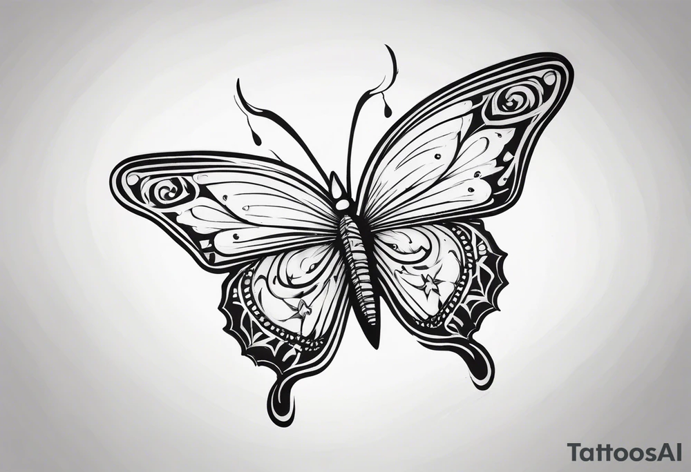 butterfly stabbed by a knife tattoo idea