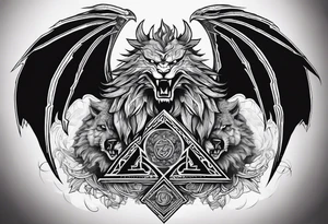 Valhalla sword shield  axe  dragon lion
Valknut  ruins lightnings tattoo idea