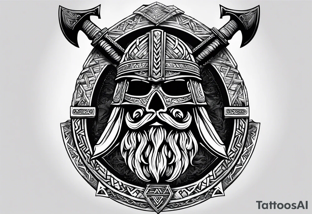 Valhalla valknut shield axe tattoo idea