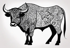 realistic laying ox tattoo idea