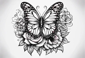 animal butterfly , flower rose, sunflower, tattoo idea
