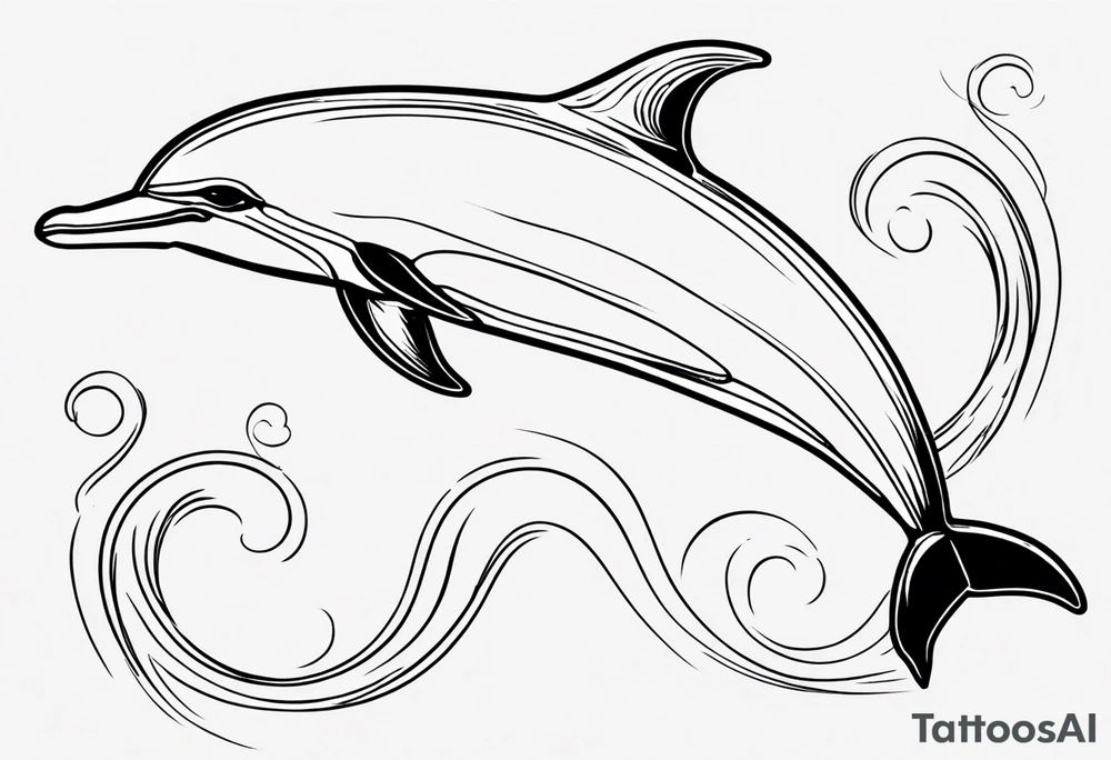 Thin outline of a dolphin without any fill tattoo idea