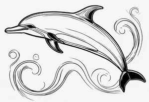 Thin outline of a dolphin without any fill tattoo idea