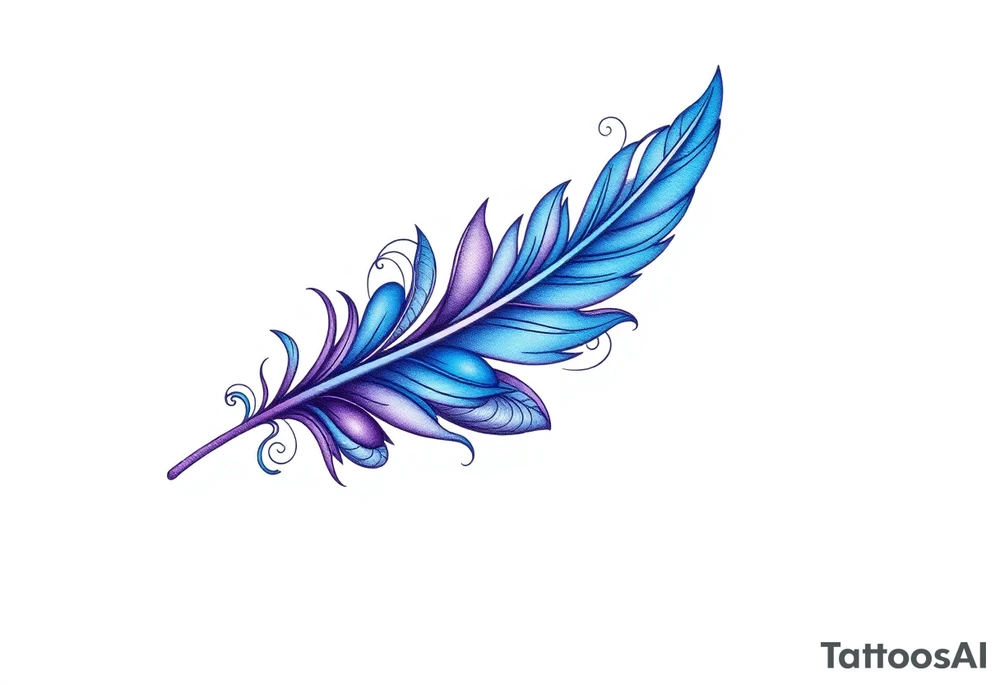 Feather with blue and purple tattoo idea