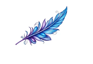 Feather with blue and purple tattoo idea