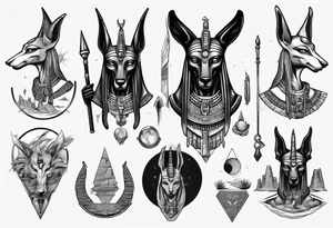 Egyptian god Anubis in desert tattoo idea