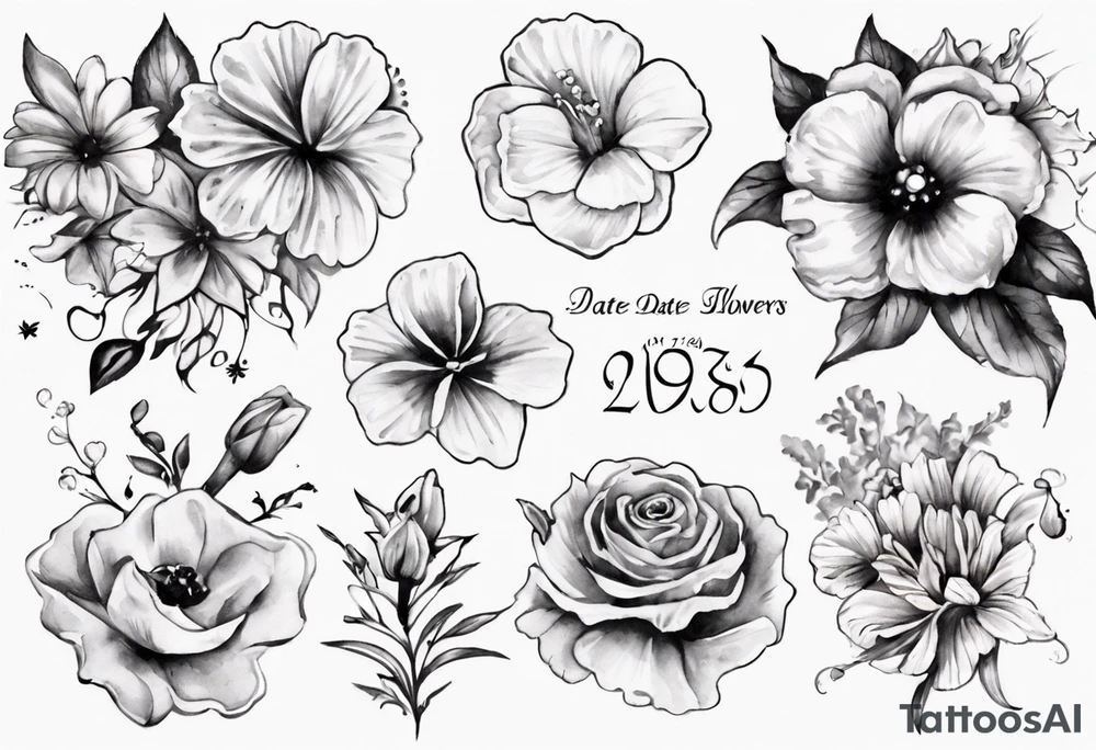 flowers and the date blow the flowers 12.08.05 tattoo idea
