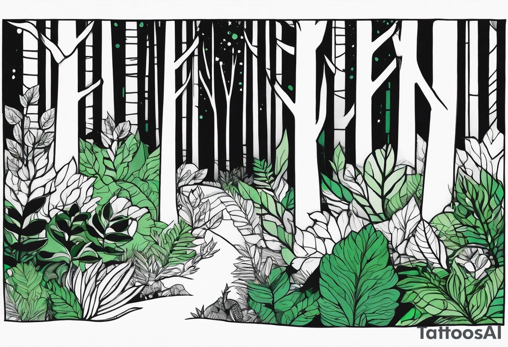forest, green and black, no people tattoo idea