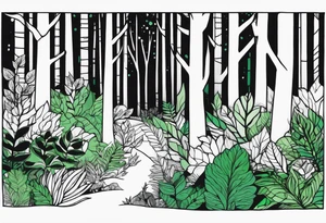 forest, green and black, no people tattoo idea