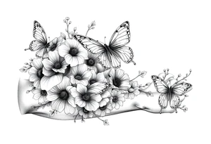 Flowers and butterflies tattoo idea