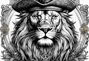 Pirate lion, nautical steampunk theme tattoo idea