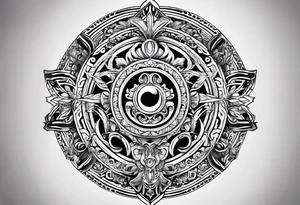 Greek Capital Letter Omega symbol black magic style tattoo idea