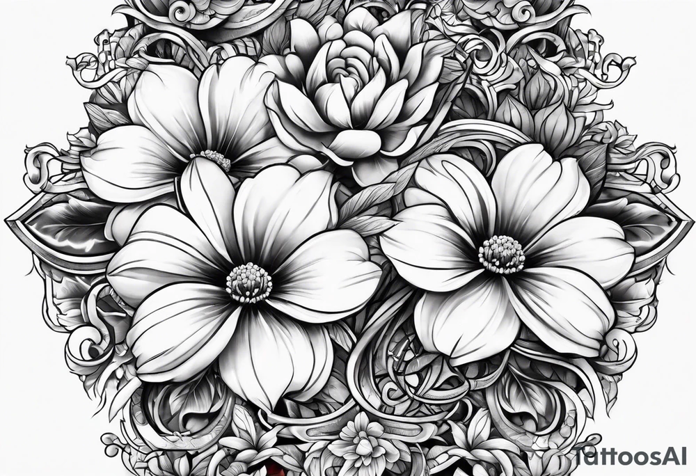 Chain with flowers tattoo idea