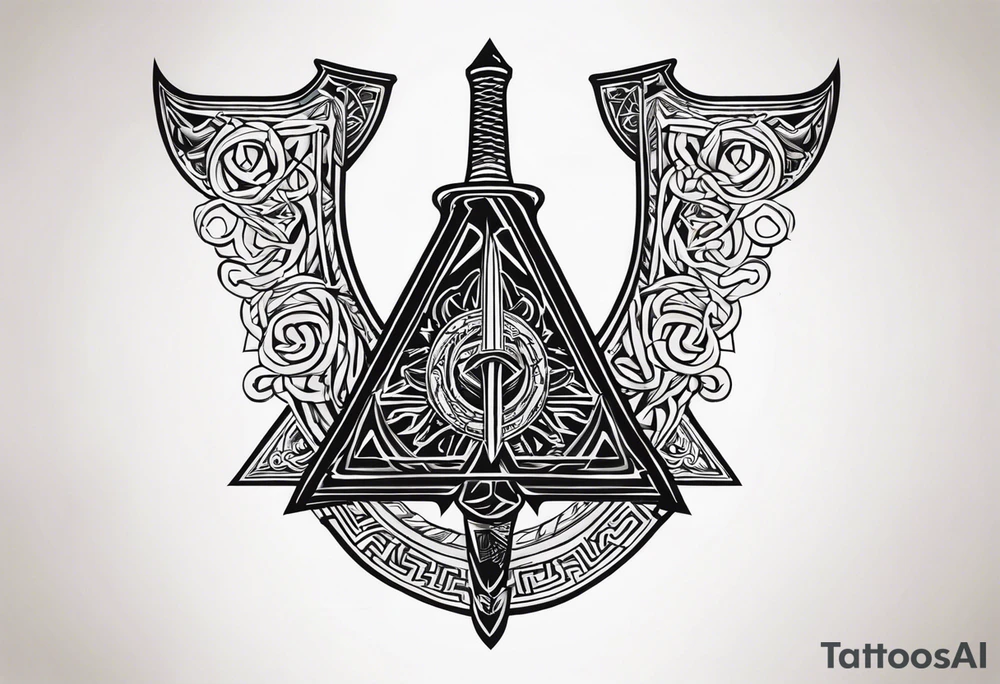 Valhalla 
valknut sword axe tattoo idea