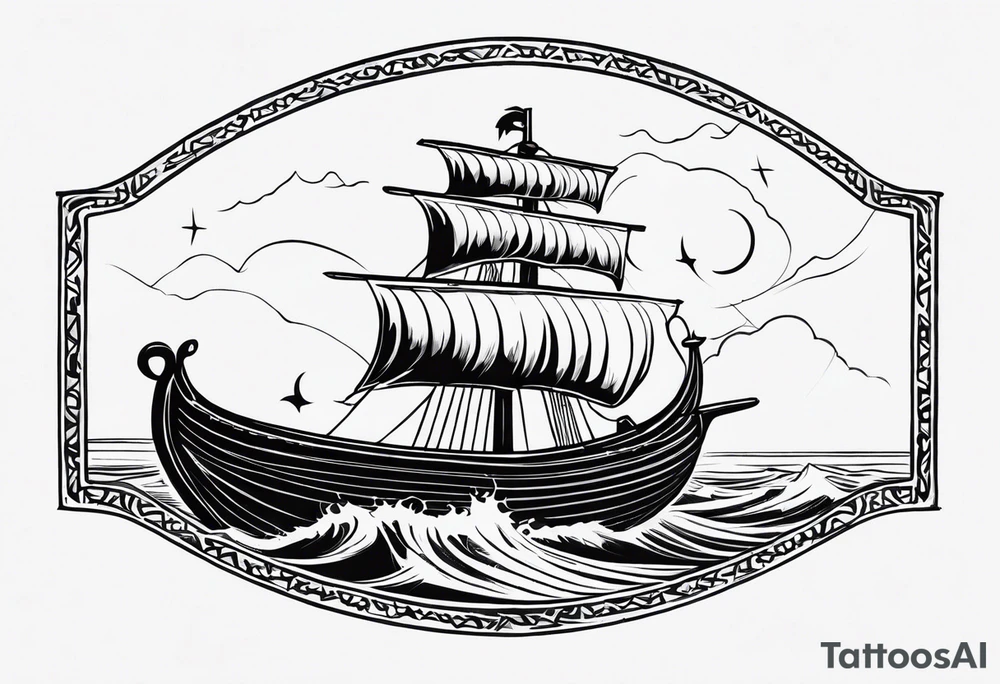 Viking Ship Voyage tattoo idea