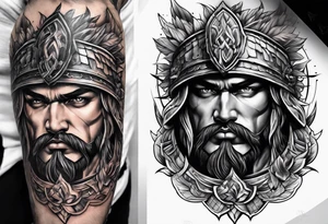 A warrior fighting an army by him self tattoo idea