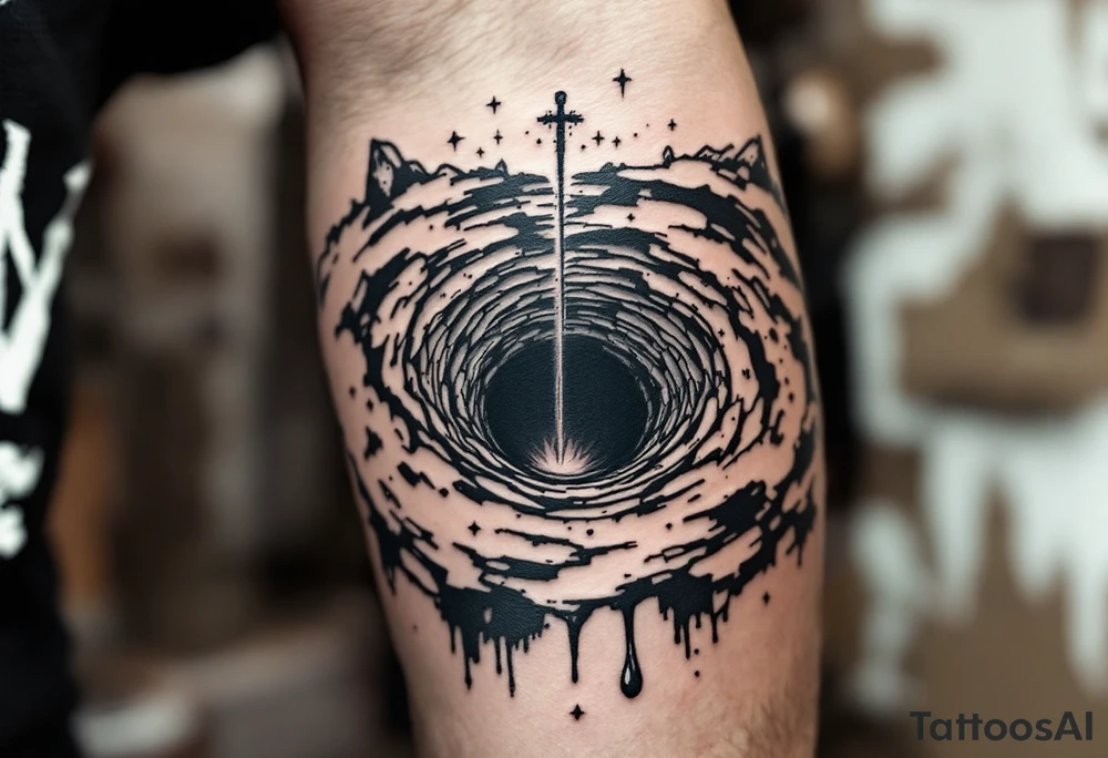 A dark hole sucking everything tattoo idea