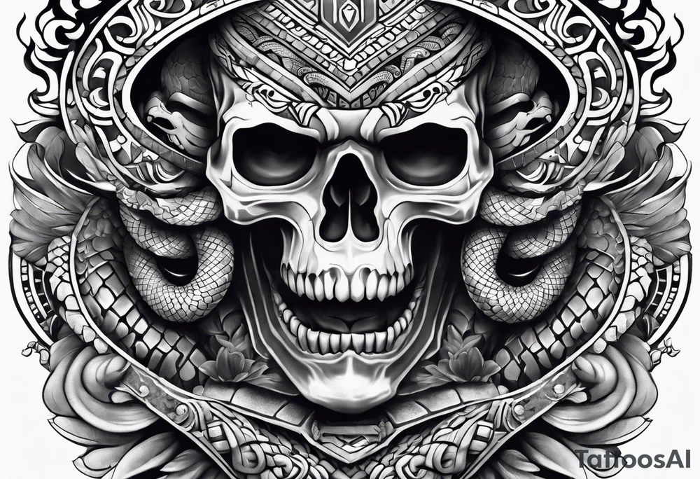 aztec snake sleeve tattoo idea