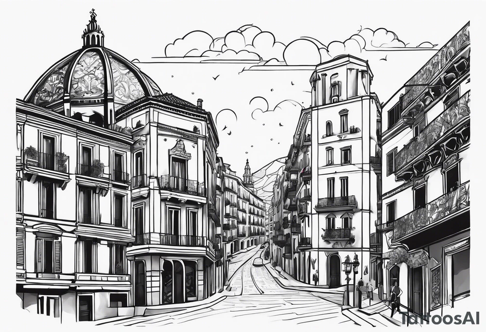 Mix two cities: Barcelona in Spain and Naples in italy.the tattoo should be black and white and small tattoo idea
