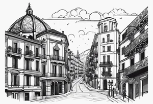 Mix two cities: Barcelona in Spain and Naples in italy.the tattoo should be black and white and small tattoo idea