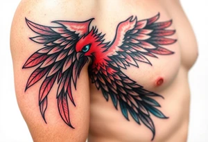 A phoenix with blue Eyes(only red , blue and black are possible colors) tattoo idea