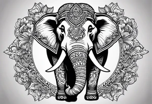 A Thai style design that is round and with an Asian elephant head facing forwards tattoo idea