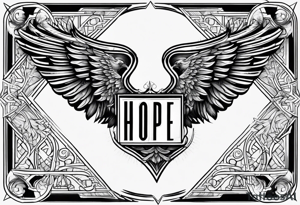 valkyrie wings with word "hope" blended in tattoo idea